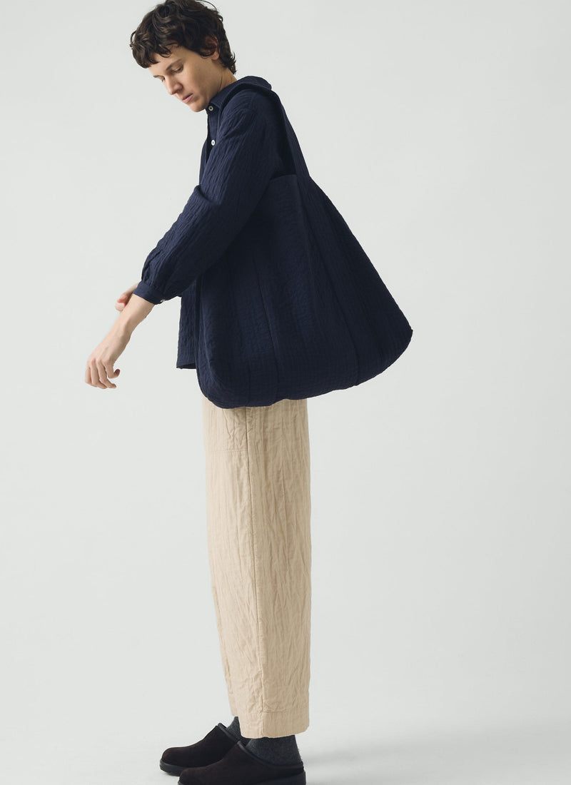 Quilted Cotton Barrel Leg Pants | Warm Stone