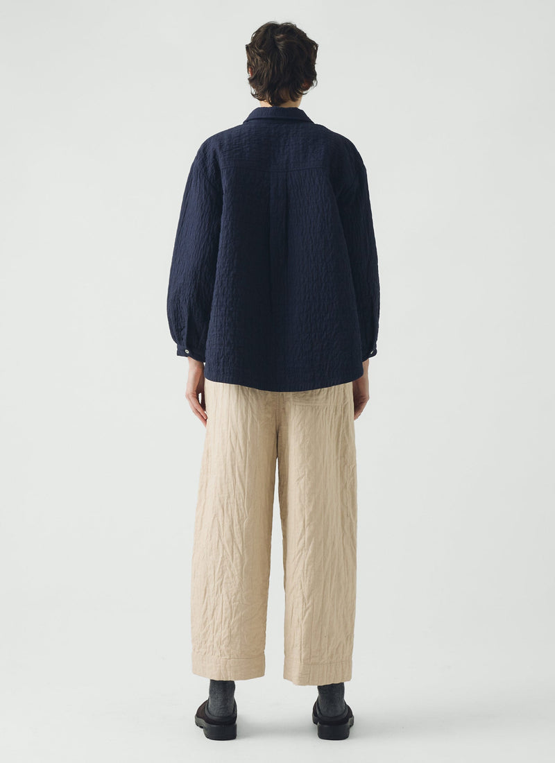 Quilted Cotton Barrel Leg Pants | Warm Stone