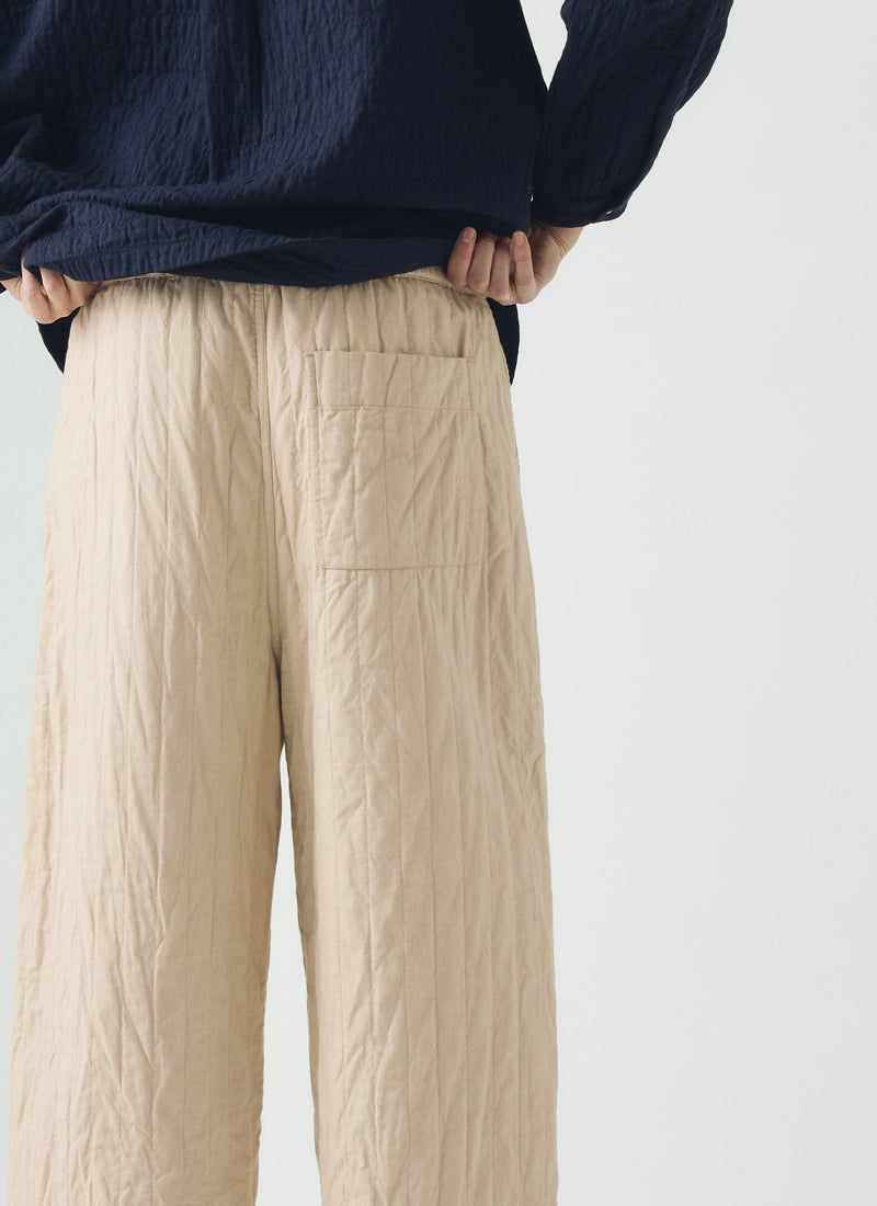 Quilted Cotton Barrel Leg Pants | Warm Stone