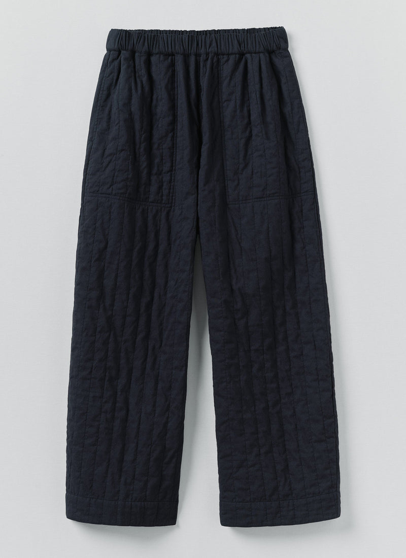 Quilted Cotton Barrel Leg Pants | Indigo Blue