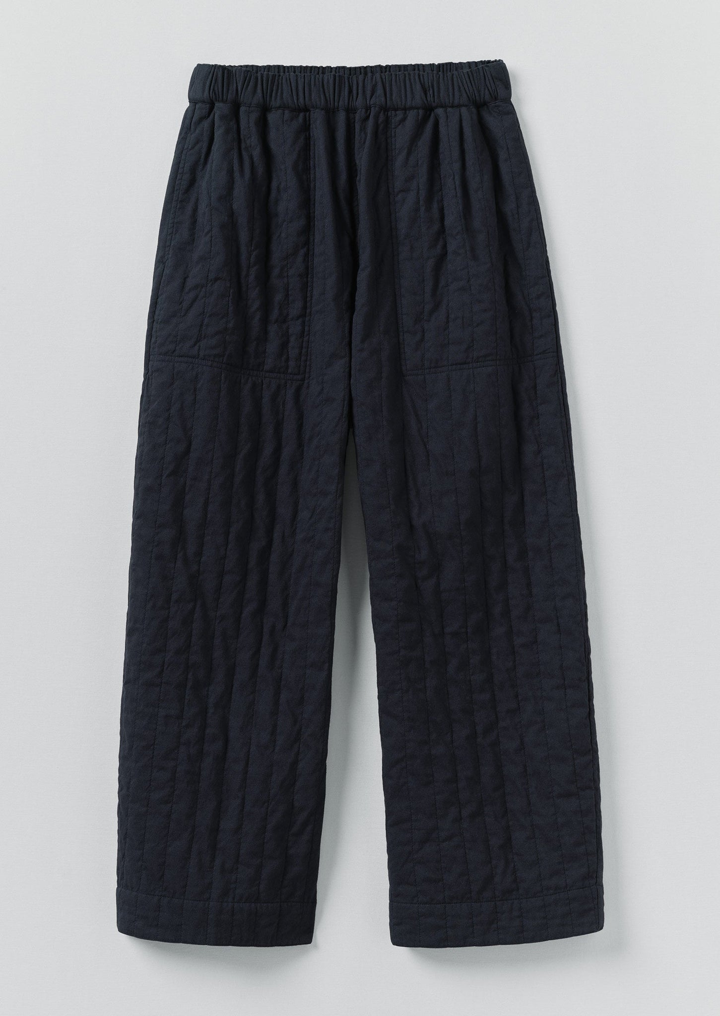 Quilted Cotton Barrel Leg Pants | Indigo Blue