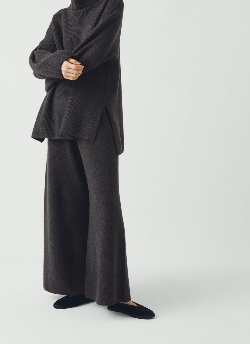 Wool Cashmere Knitted Pants | Charcoal