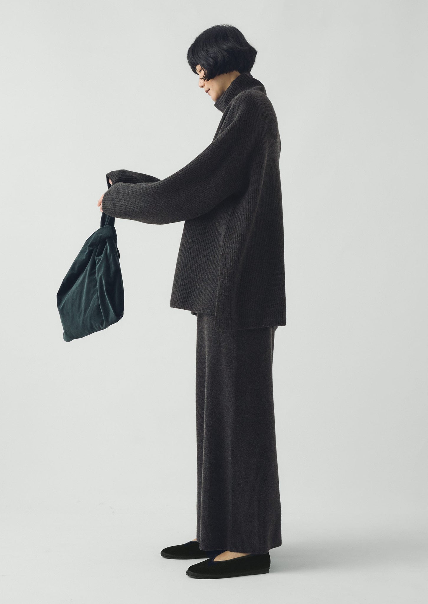 Wool Cashmere Knitted Pants | Charcoal