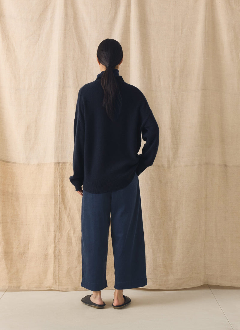 Organic Cord Barrel Leg Pants | Denim Blue