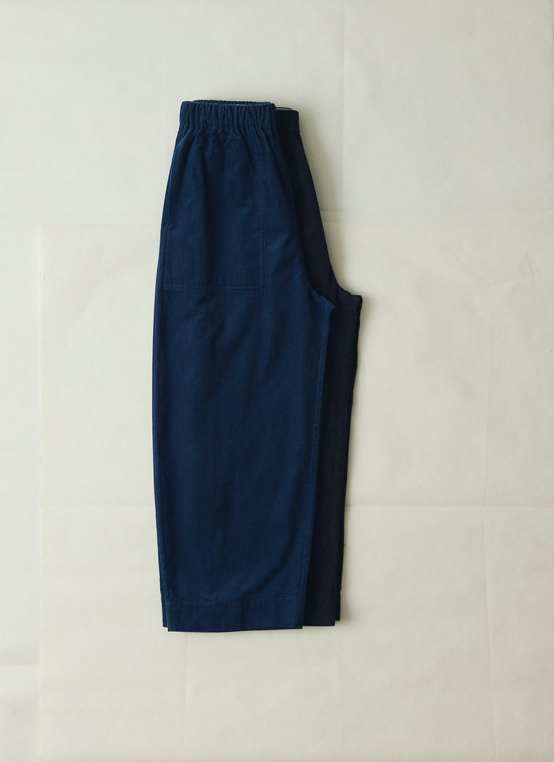 Organic Cord Barrel Leg Pants | Denim Blue