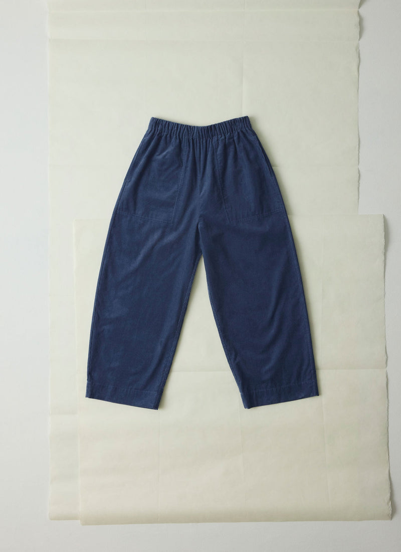 Organic Cord Barrel Leg Pants | Denim Blue