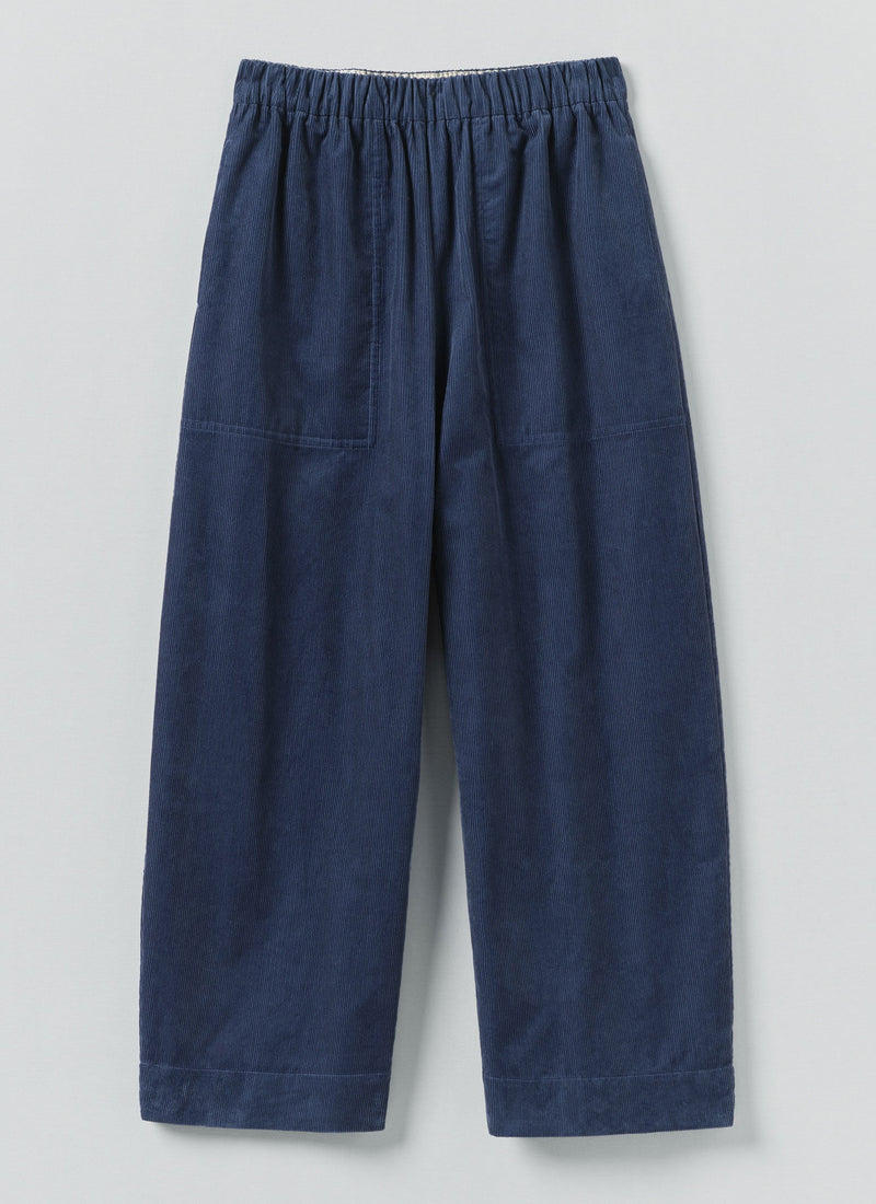 Organic Cord Barrel Leg Pants | Denim Blue