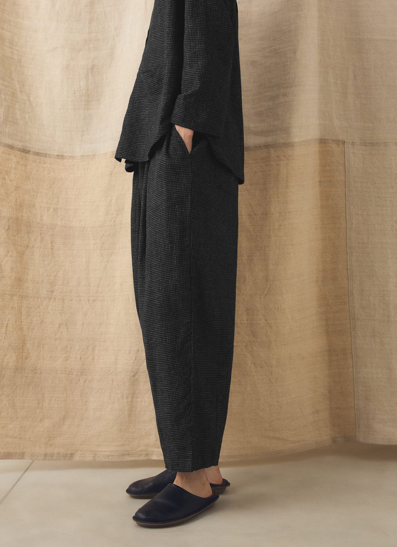 Minako Check Cotton Cashmere Pants | Black/Ecru