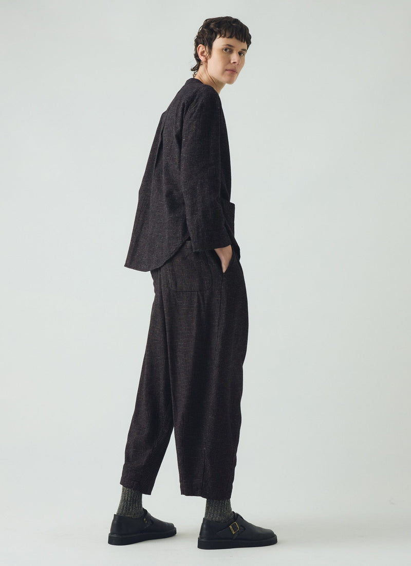 Minako Check Cotton Cashmere Pants | Black/Ecru