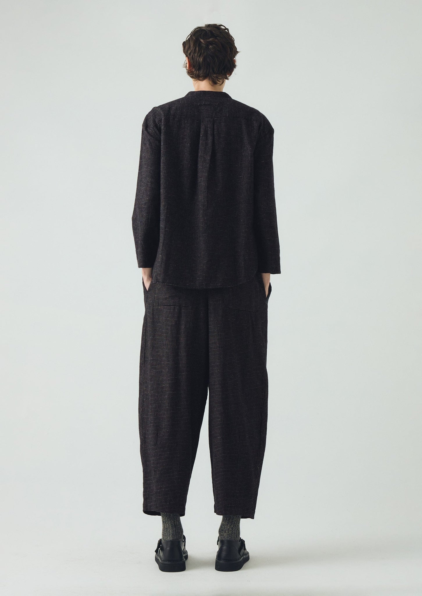 Minako Check Cotton Cashmere Pants | Black/Ecru