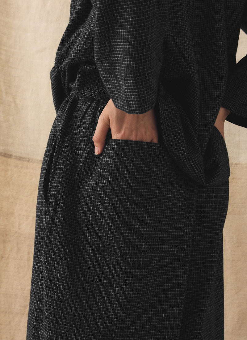 Minako Check Cotton Cashmere Pants | Black/Ecru