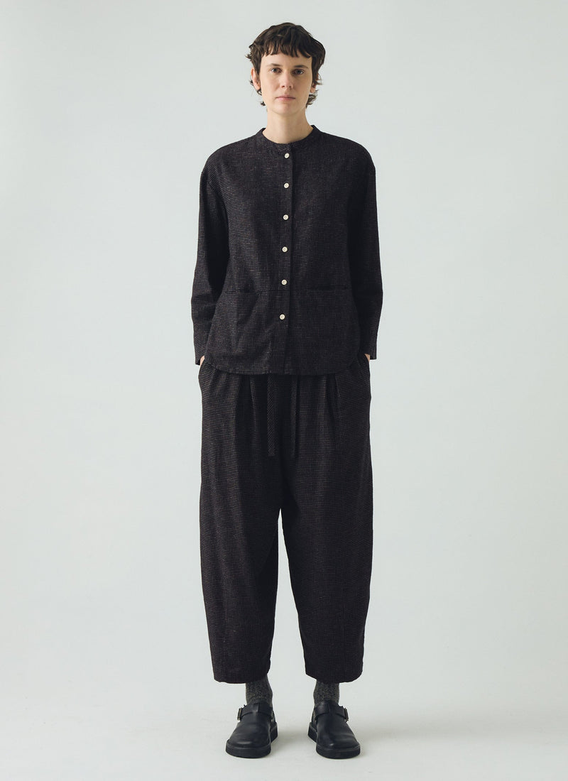 Minako Check Cotton Cashmere Pants | Black/Ecru