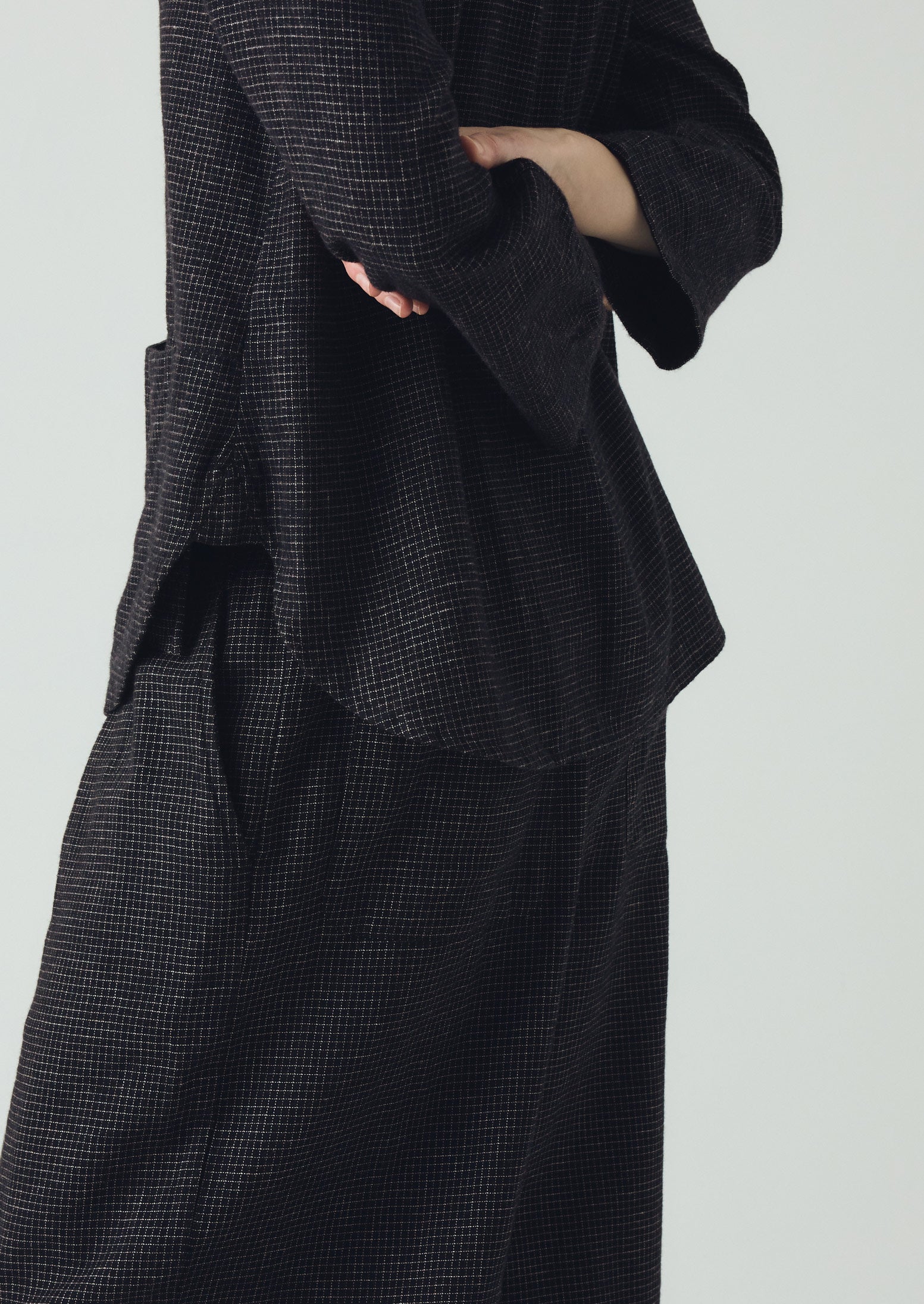Minako Check Cotton Cashmere Pants | Black/Ecru | TOAST