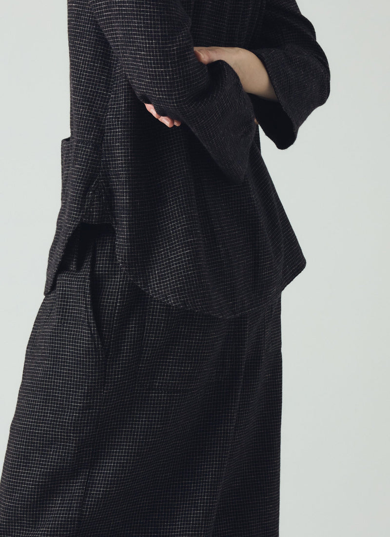 Minako Check Cotton Cashmere Pants | Black/Ecru