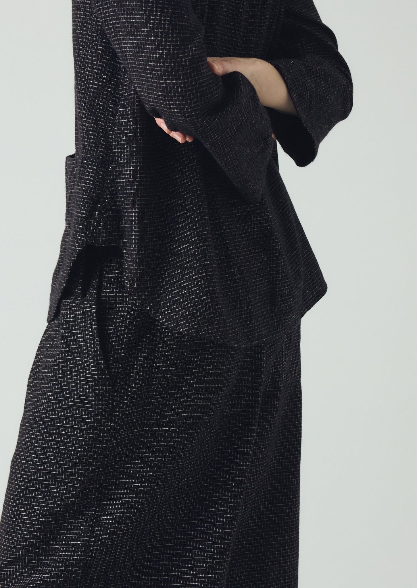 Minako Check Cotton Cashmere Pants | Black/Ecru