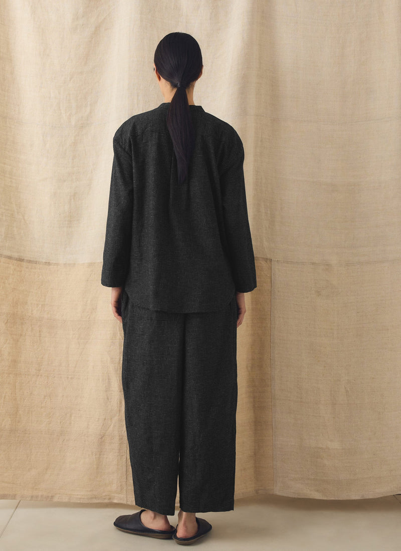 Minako Check Cotton Cashmere Pants | Black/Ecru