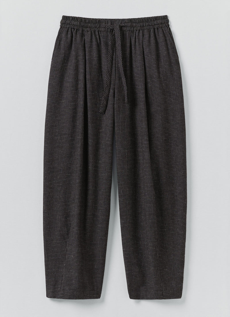 Minako Check Cotton Cashmere Pants | Black/Ecru