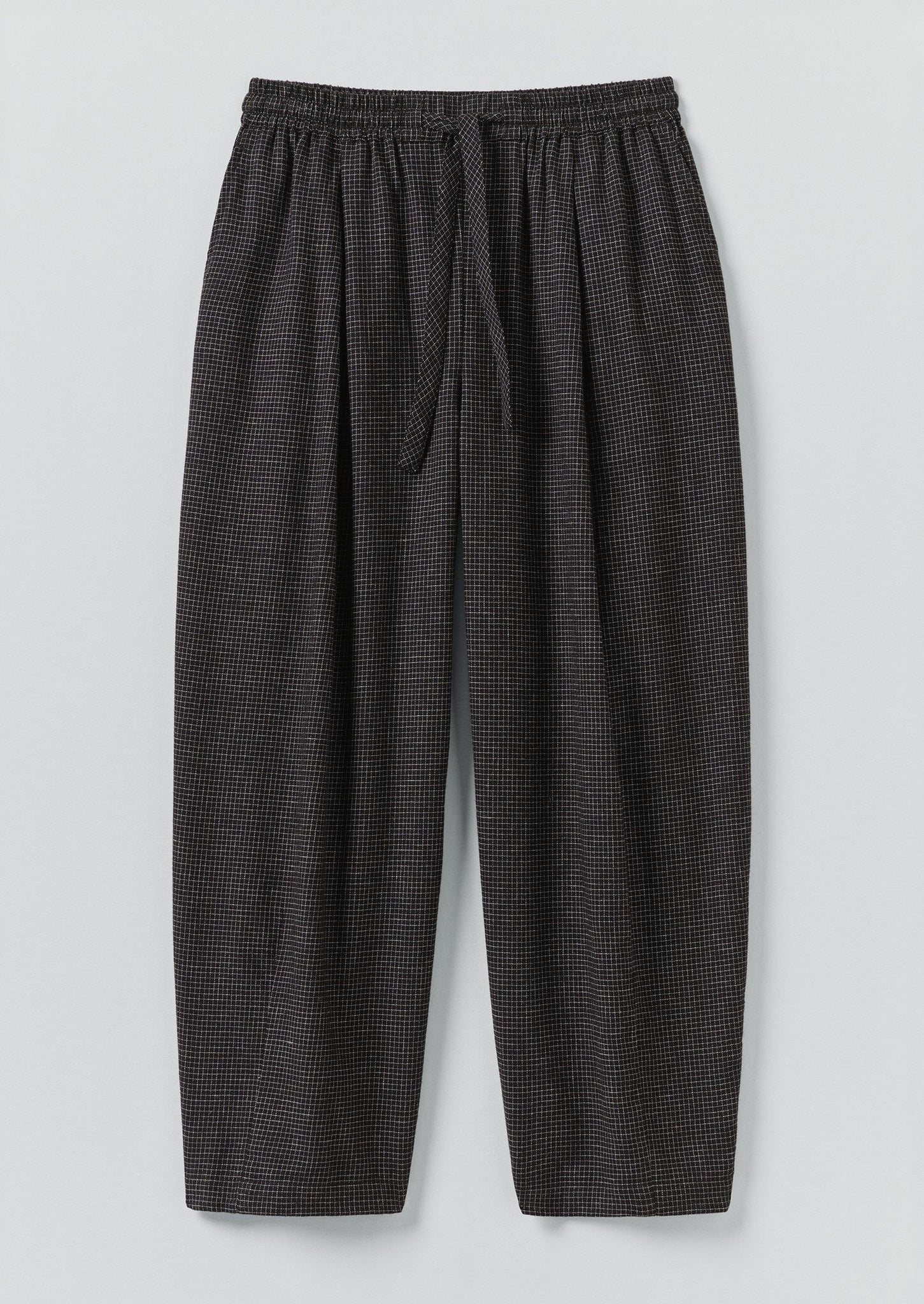 Minako Check Cotton Cashmere Pants | Black/Ecru