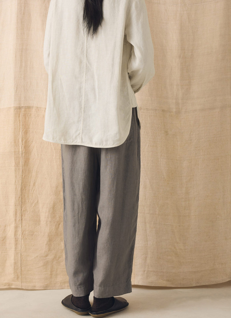 Garment Dyed Linen Barrel Leg Pants | Iron