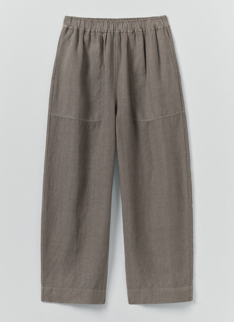 Garment Dyed Linen Barrel Leg Pants | Iron