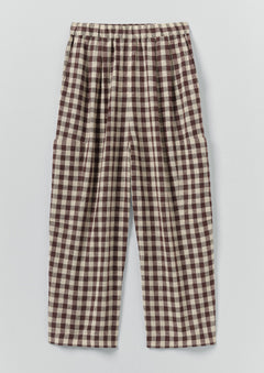 Gingham Linen Cotton Patch Pocket Pants | Dark Chocolate/Ecru | TOAST