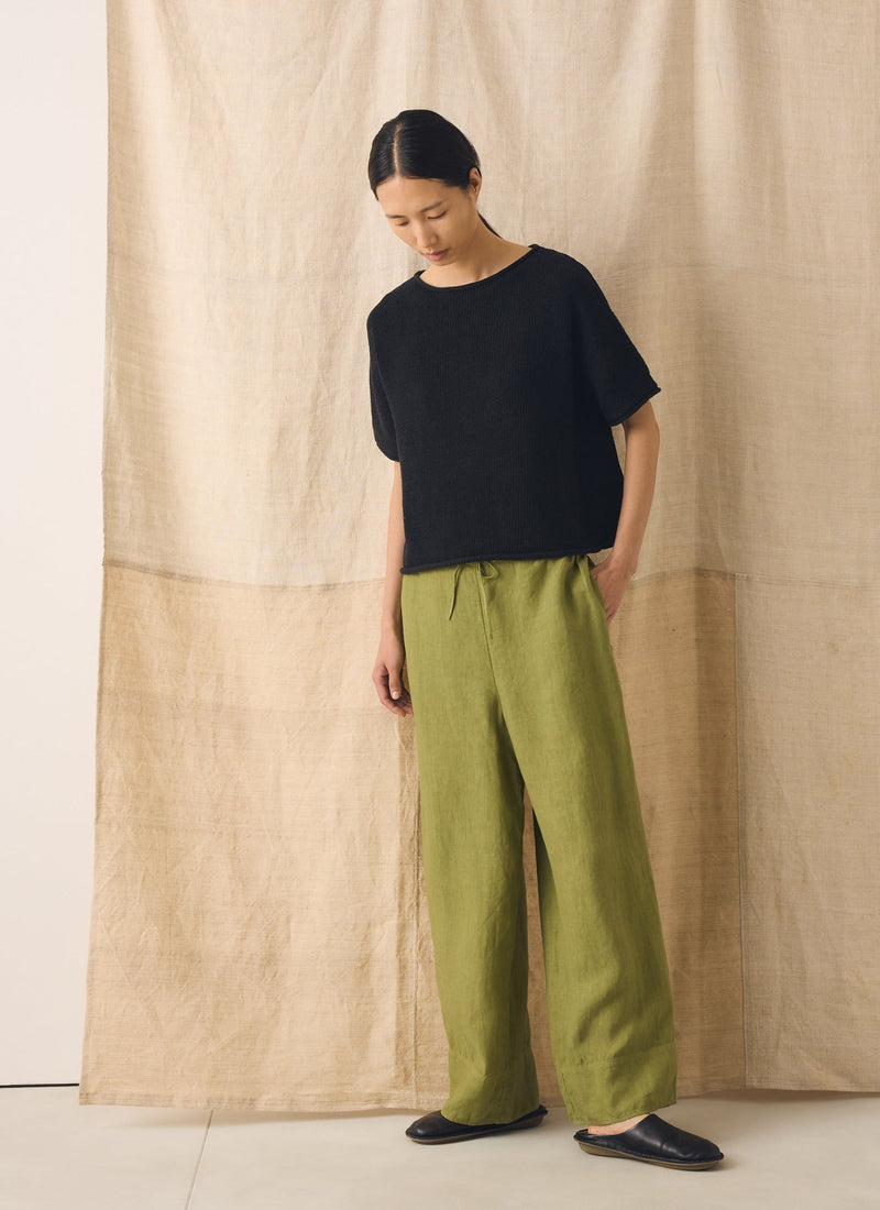 Garment Dyed Linen Wide Leg Pants | Pale Olive