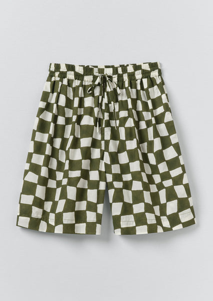 パンツ SZ Blockprints Checked Drawing Shorts Block Print Warp Check Shorts | Olive | TOAST