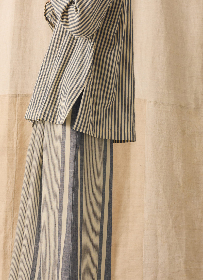 Bolster Stripe Linen Culottes | Washed Denim