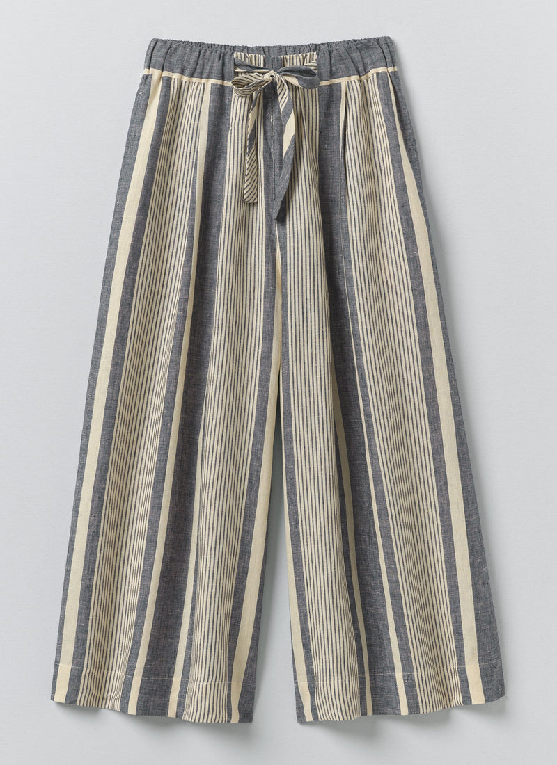 Bolster Stripe Linen Culottes | Washed Denim