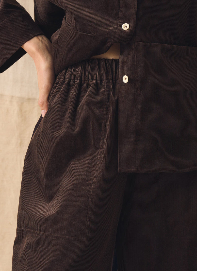 Barrel Leg Organic Cord Pants | Bitter Chocolate