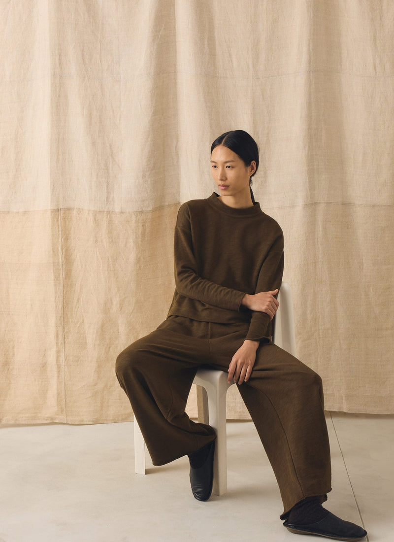 Full Length Loopback Jersey Pants | Dark Olive