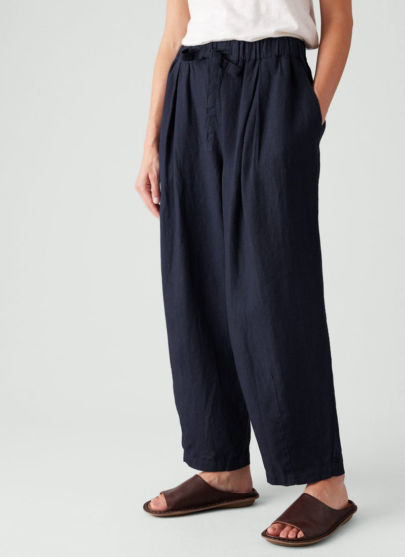 Minako Garment Dyed Linen Pants | Midnight