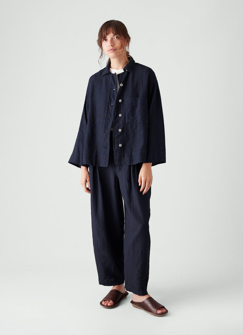 Minako Garment Dyed Linen Pants | Midnight