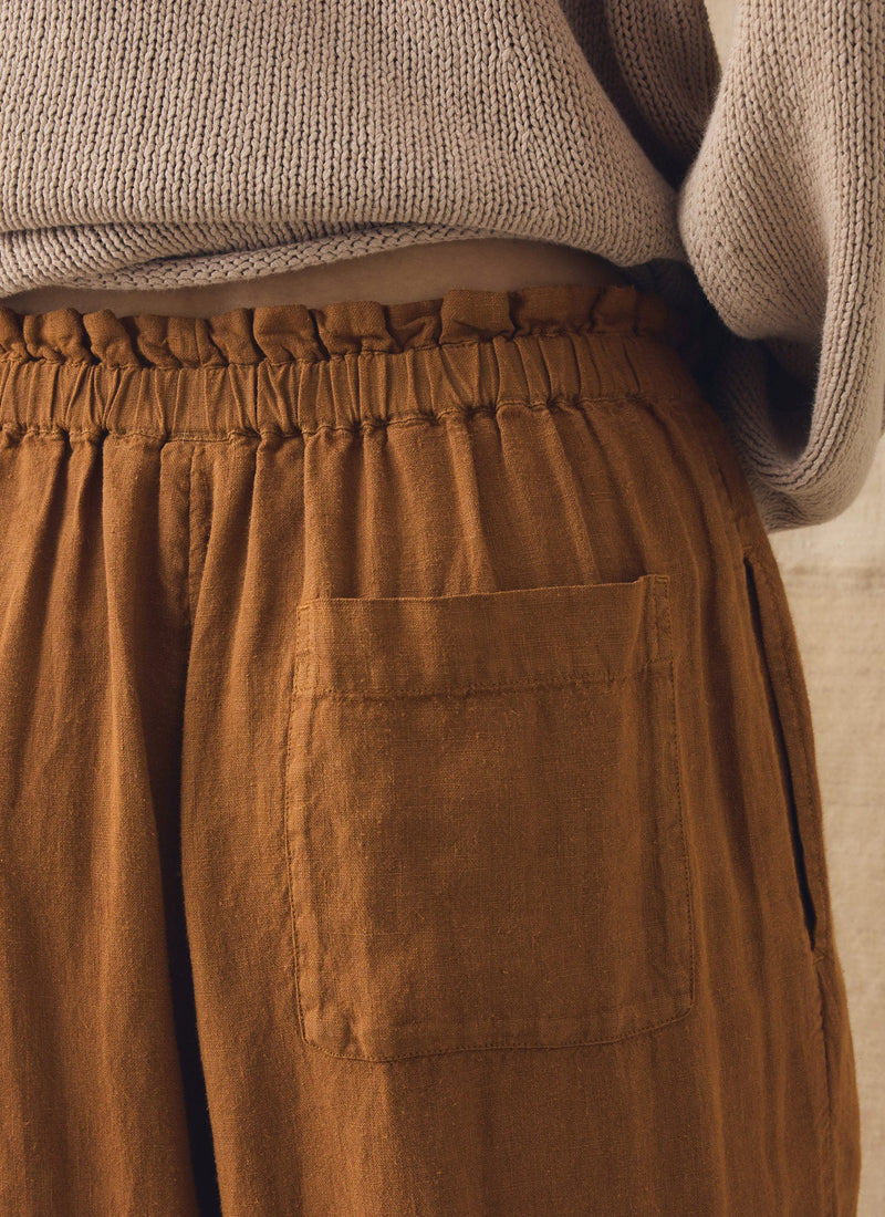 Garment Washed Linen Wide Pants | Desert Sand