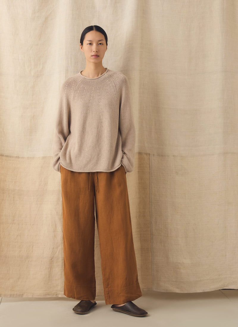 Garment Washed Linen Wide Pants | Desert Sand
