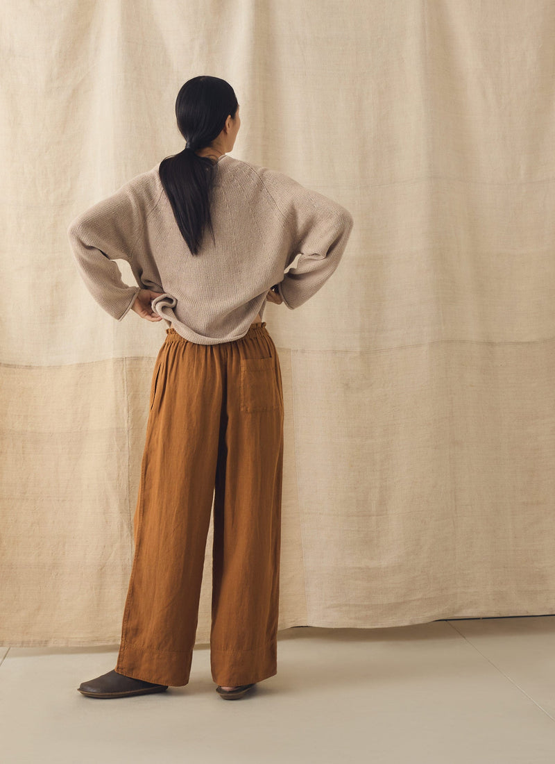 Garment Washed Linen Wide Pants | Desert Sand