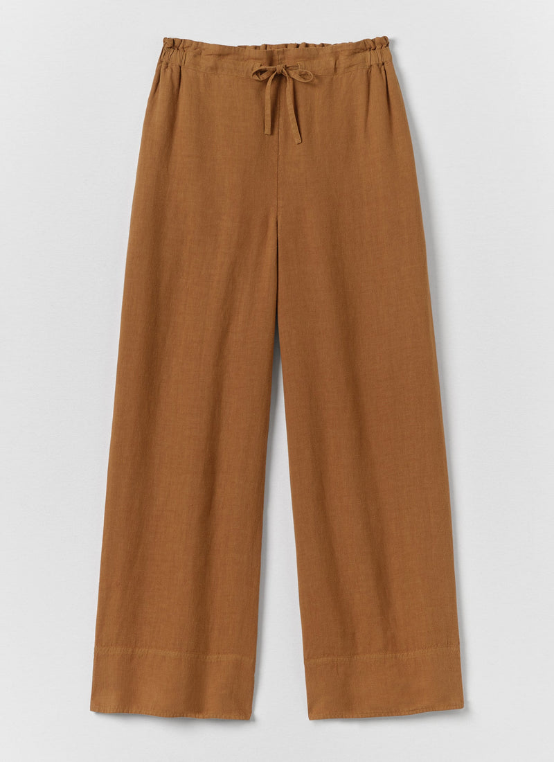 Garment Washed Linen Wide Pants | Desert Sand