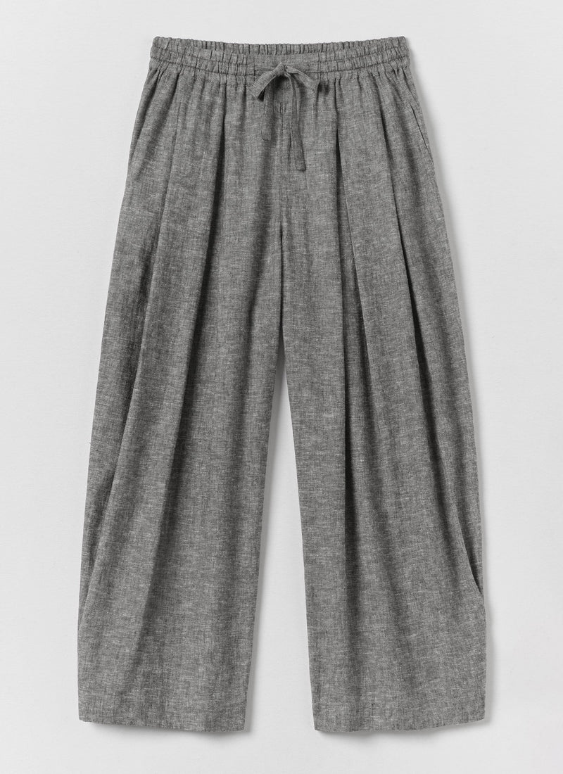 Carys Drawcord Linen Cotton Wide Leg Pants | Soft Charcoal