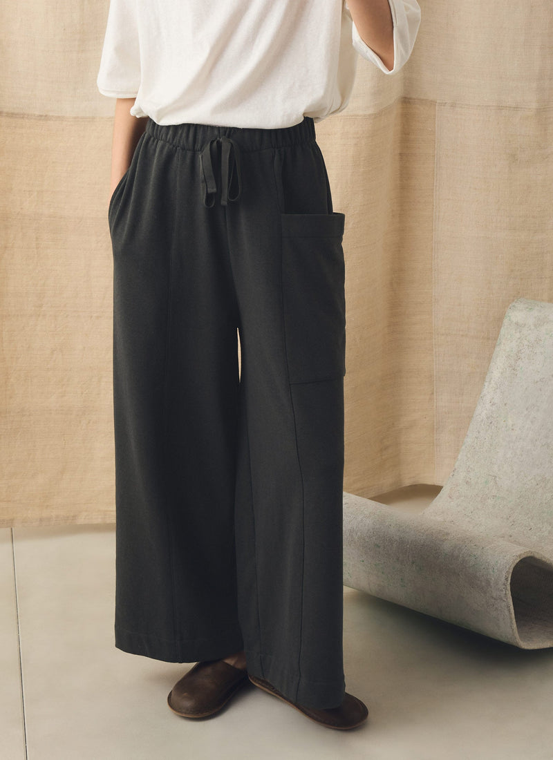 Cotton Hemp Loopback Jersey Pants | Dark Charcoal