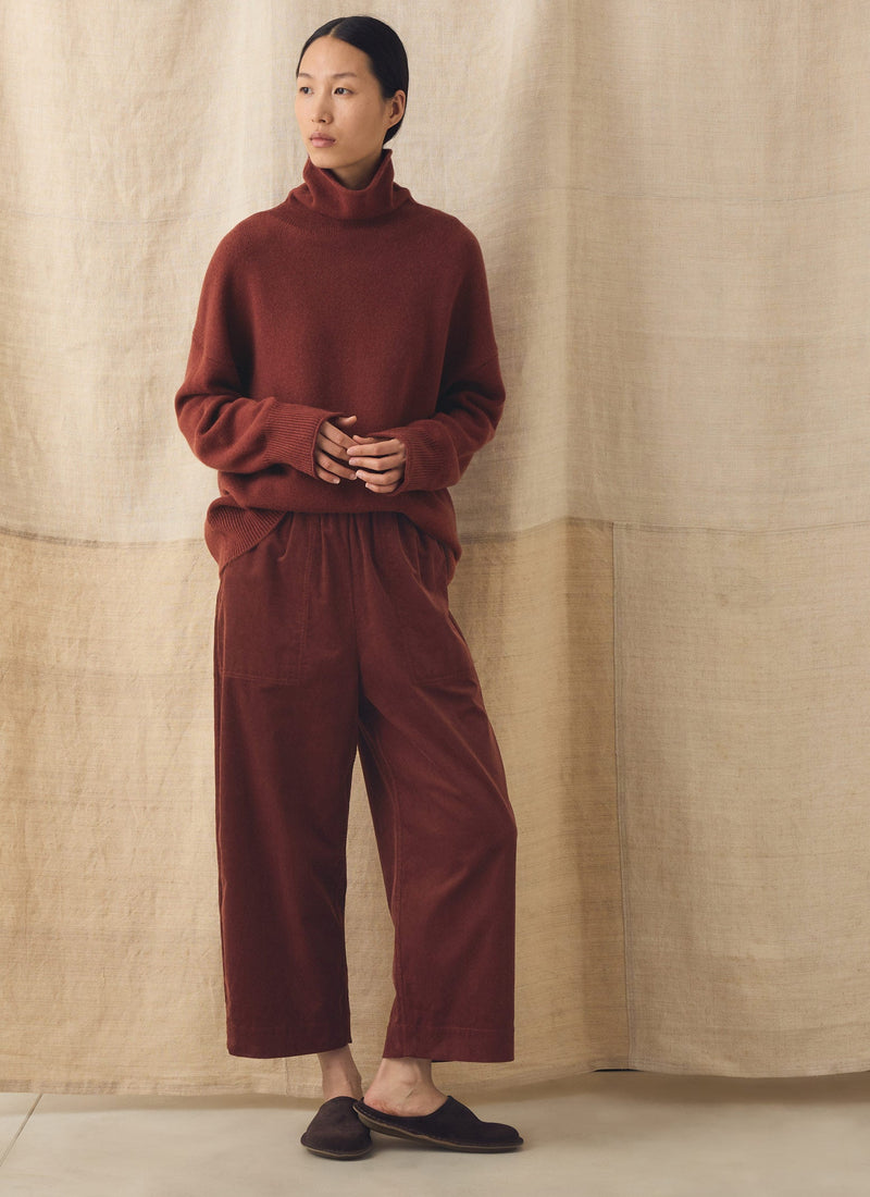 Barrel Leg Cord Pants | Brick Red