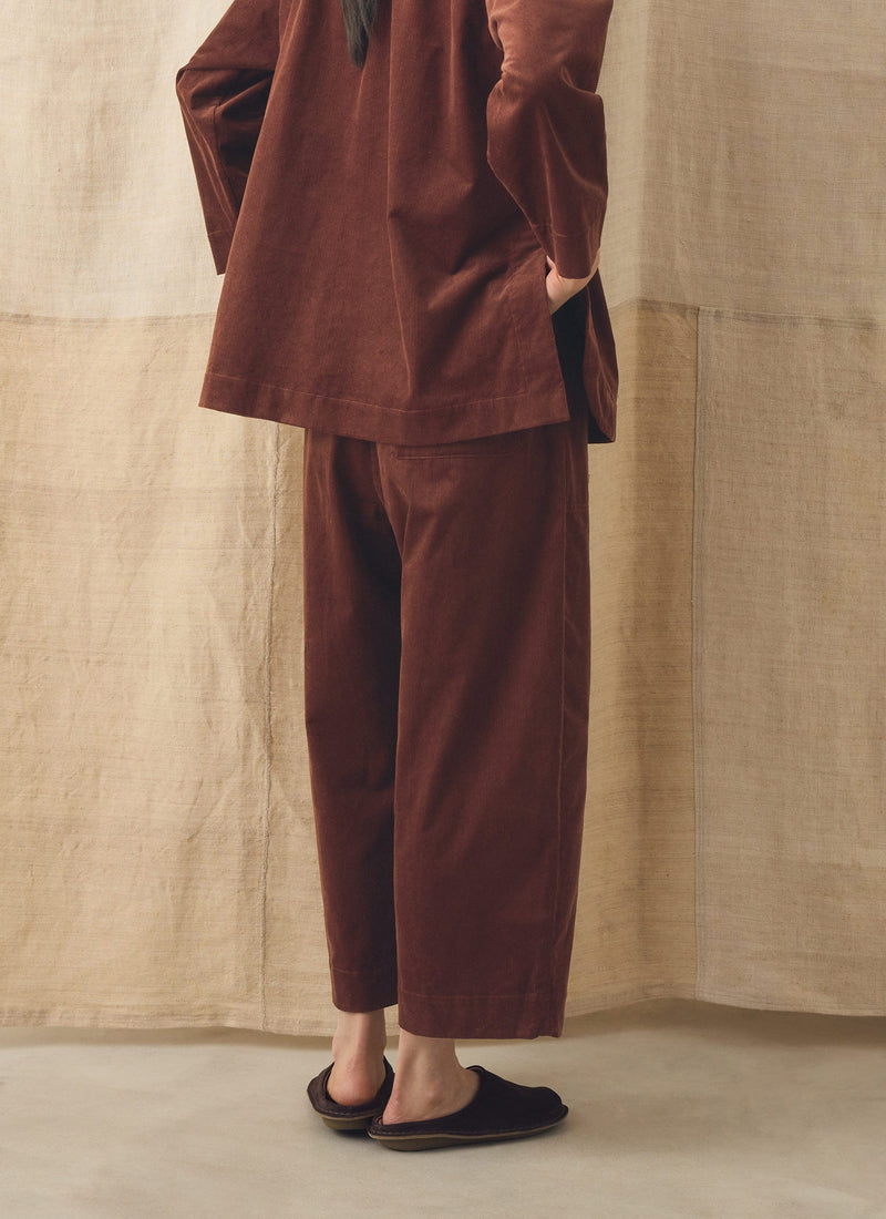 Barrel Leg Cord Pants | Brick Red