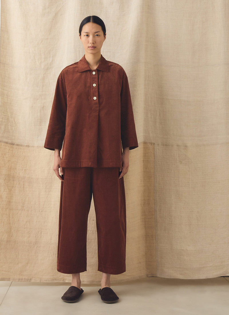 Barrel Leg Cord Pants | Brick Red