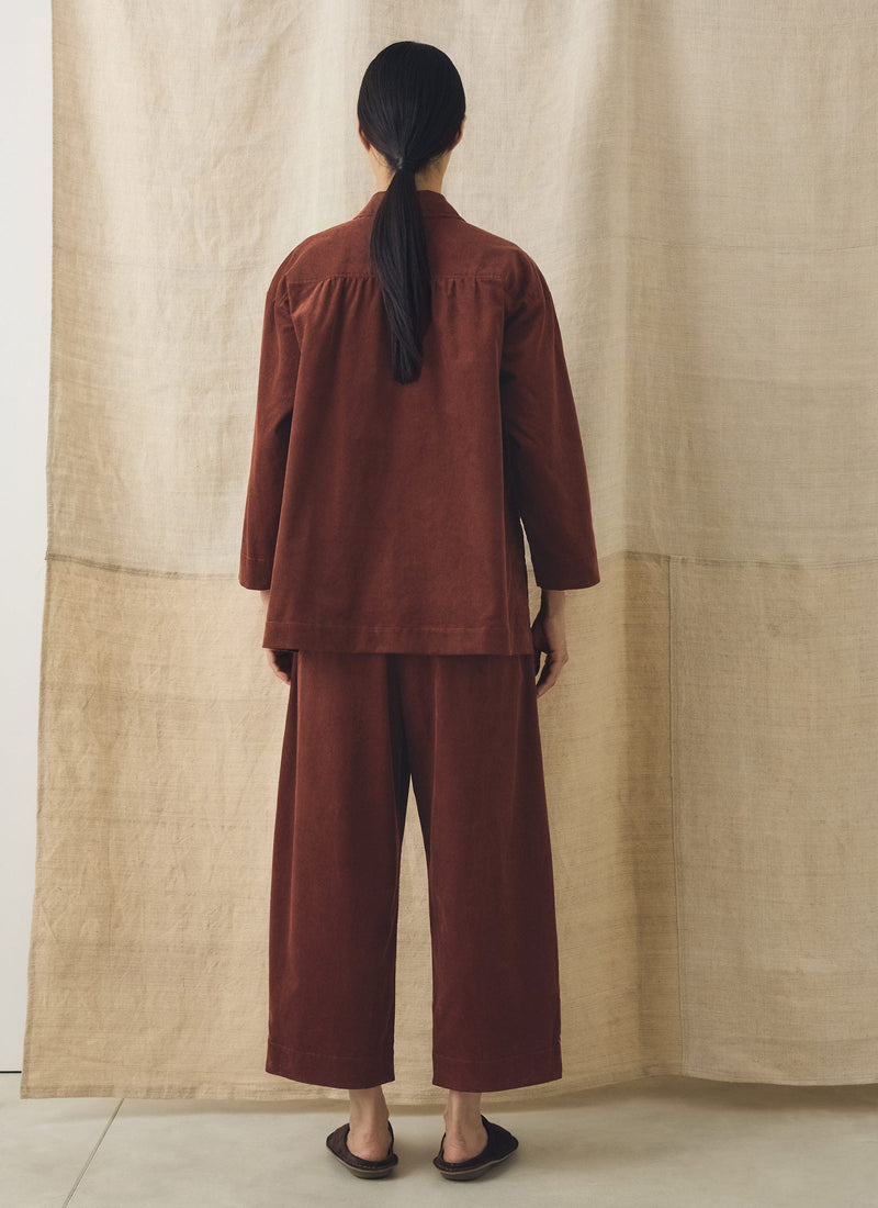 Barrel Leg Cord Pants | Brick Red
