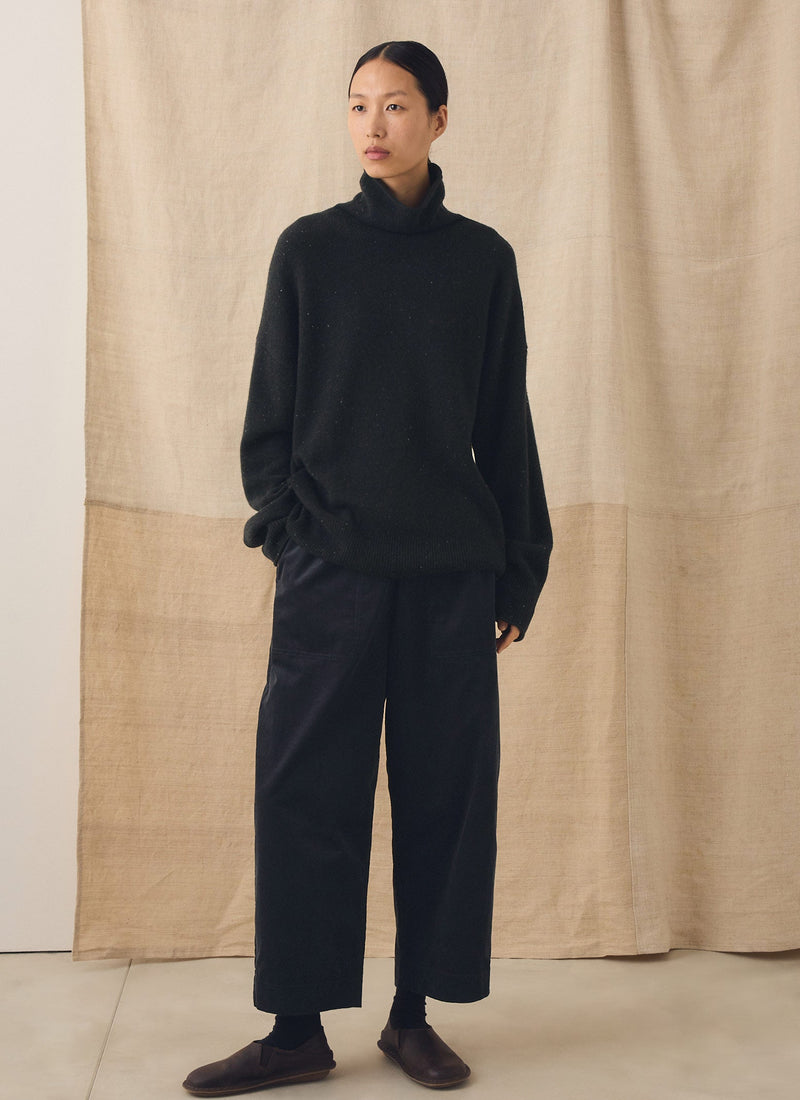Barrel Leg Cord Pants | Midnight