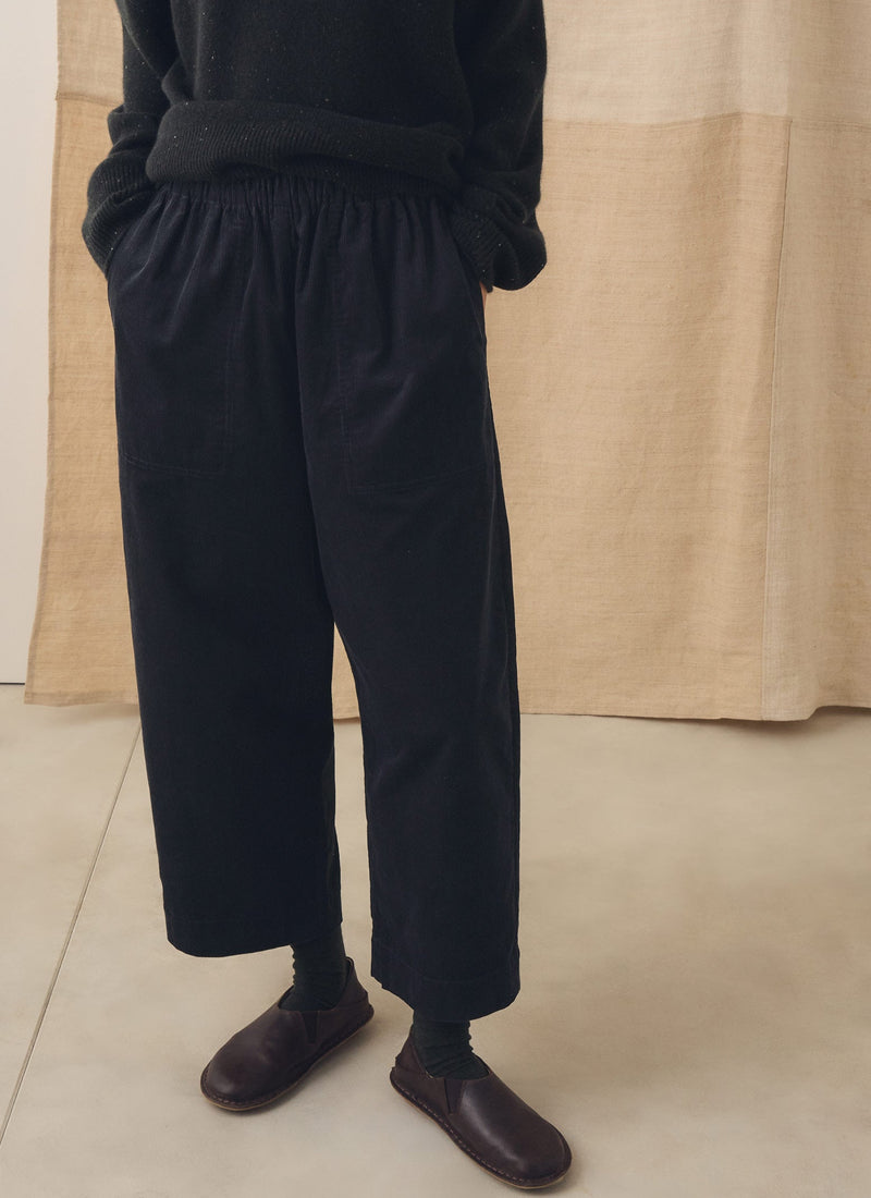 Barrel Leg Cord Pants | Midnight