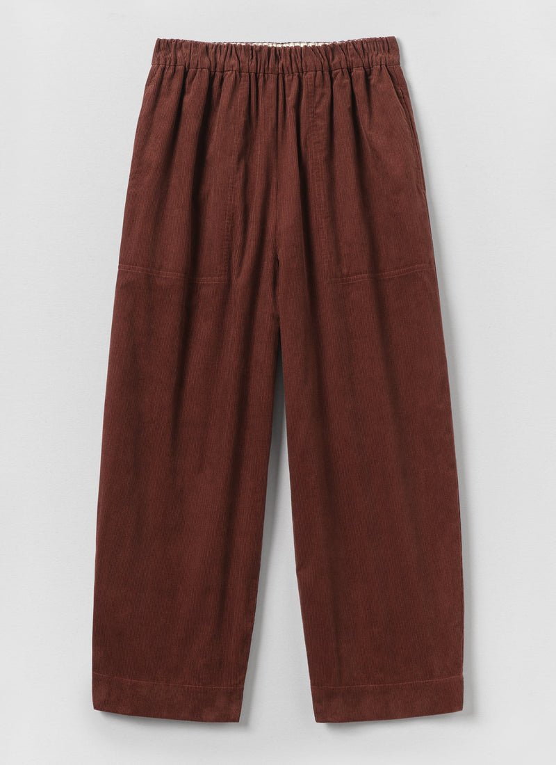 Barrel Leg Cord Pants | Brick Red
