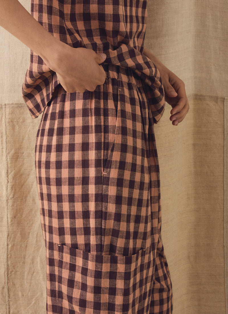 Gingham Linen Cotton Patch Pocket Pants | Rosewood