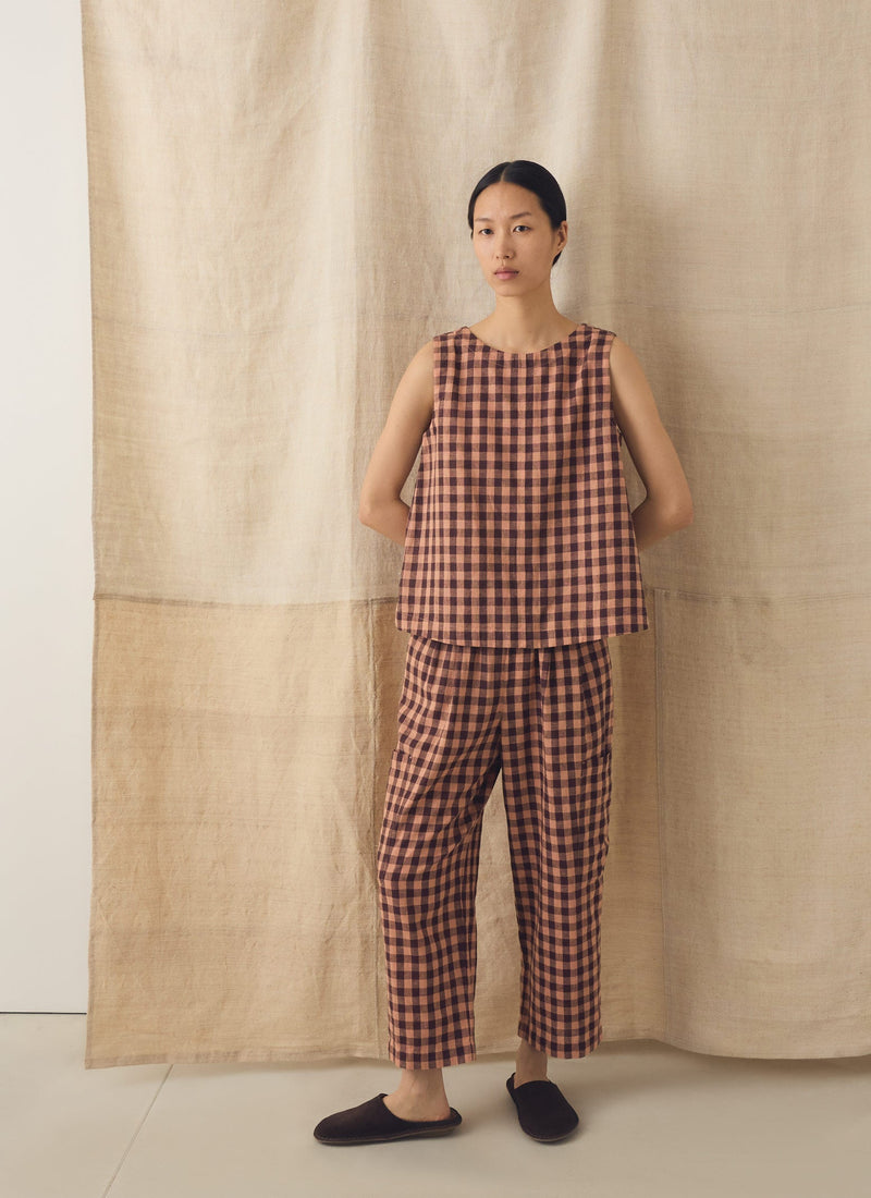 Gingham Linen Cotton Patch Pocket Pants | Rosewood