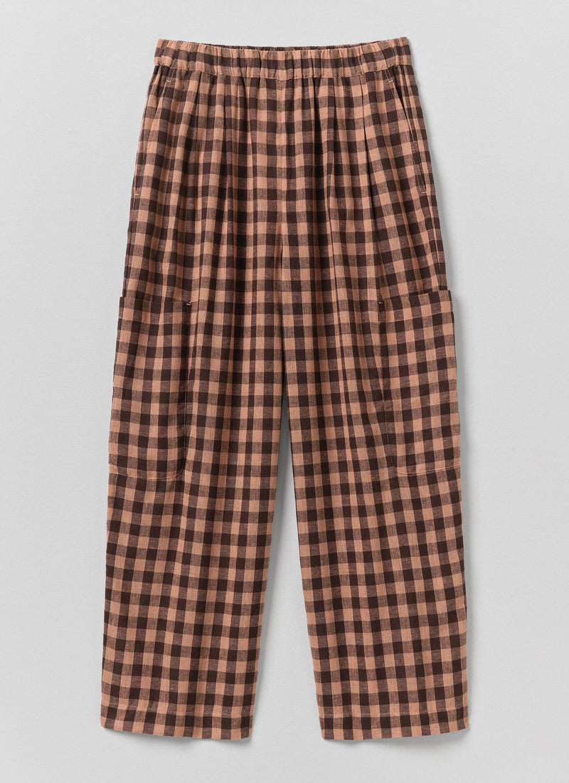 Gingham Linen Cotton Patch Pocket Pants | Rosewood