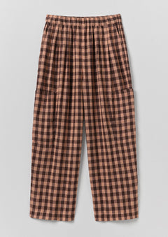 Gingham Linen Cotton Patch Pocket Pants | Dark Chocolate/Ecru | TOAST